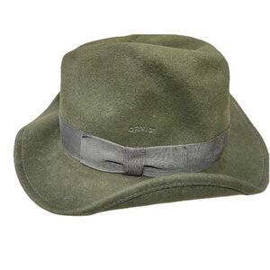 Vintage Orvis Fedora Hat Mens Olive Green Preppy Wool Lite Felt Packable Army
